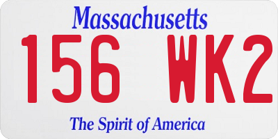 MA license plate 156WK2