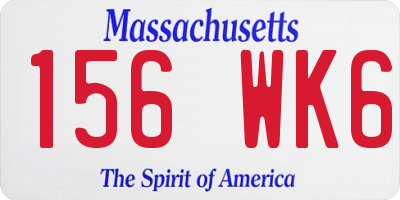 MA license plate 156WK6