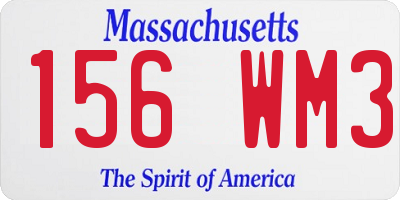 MA license plate 156WM3