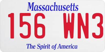 MA license plate 156WN3