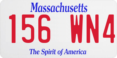 MA license plate 156WN4