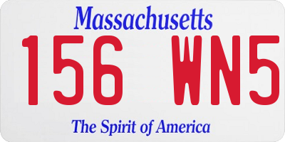 MA license plate 156WN5