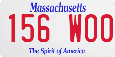 MA license plate 156WO0
