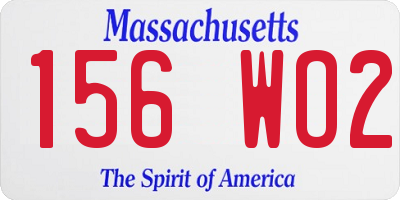 MA license plate 156WO2
