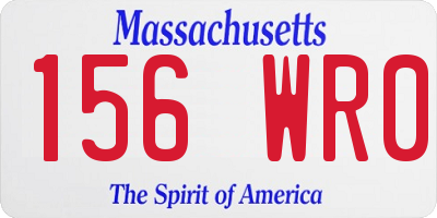 MA license plate 156WR0