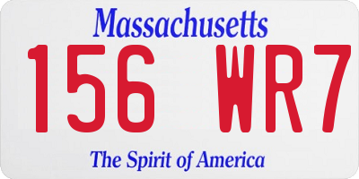 MA license plate 156WR7
