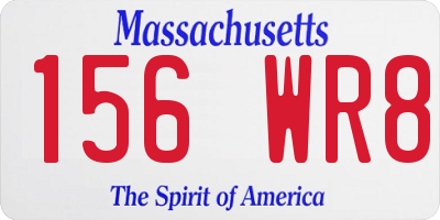 MA license plate 156WR8