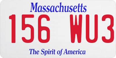 MA license plate 156WU3