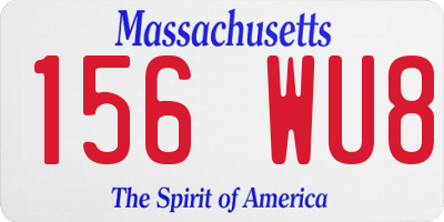 MA license plate 156WU8