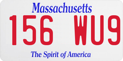 MA license plate 156WU9