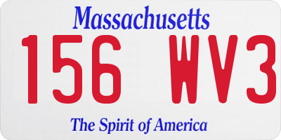 MA license plate 156WV3