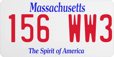 MA license plate 156WW3