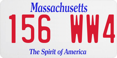 MA license plate 156WW4