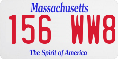 MA license plate 156WW8