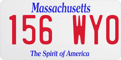 MA license plate 156WY0