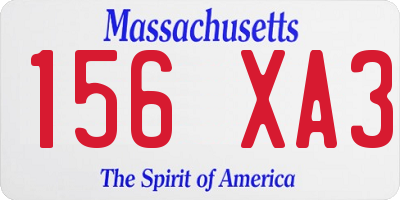 MA license plate 156XA3