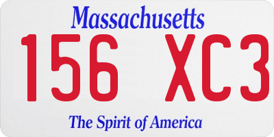 MA license plate 156XC3