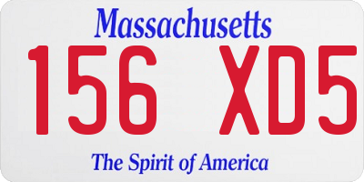 MA license plate 156XD5