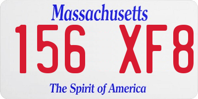 MA license plate 156XF8