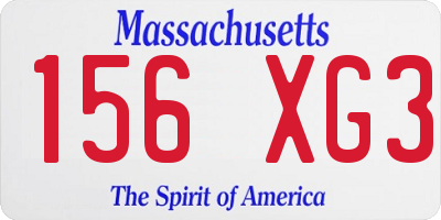 MA license plate 156XG3