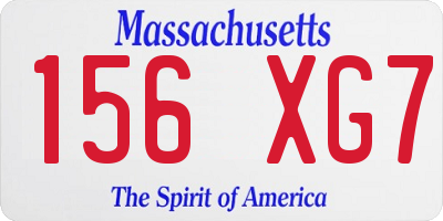MA license plate 156XG7