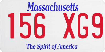MA license plate 156XG9