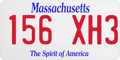 MA license plate 156XH3