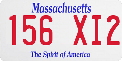 MA license plate 156XI2