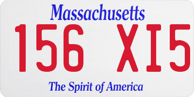 MA license plate 156XI5