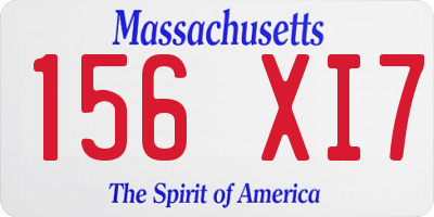 MA license plate 156XI7