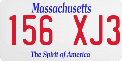 MA license plate 156XJ3