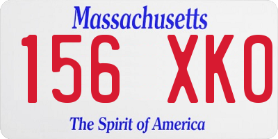 MA license plate 156XK0