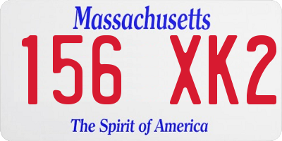 MA license plate 156XK2