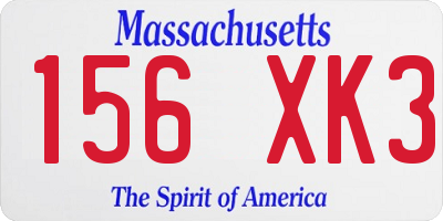 MA license plate 156XK3