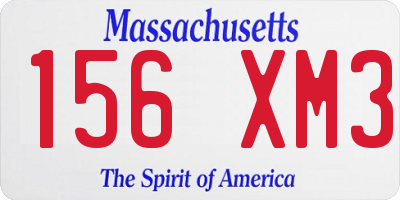 MA license plate 156XM3