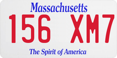 MA license plate 156XM7