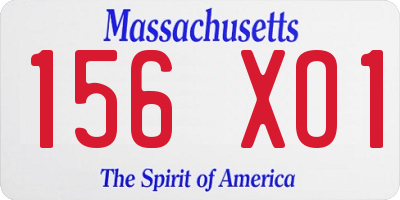 MA license plate 156XO1