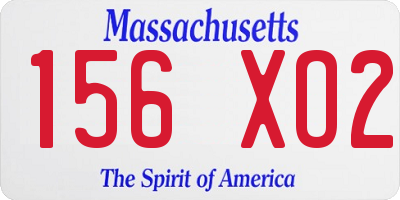 MA license plate 156XO2