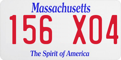 MA license plate 156XO4