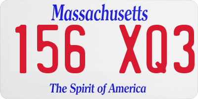MA license plate 156XQ3