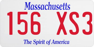 MA license plate 156XS3