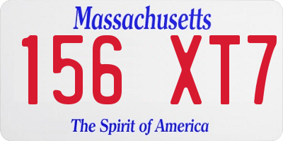 MA license plate 156XT7