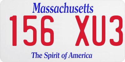 MA license plate 156XU3
