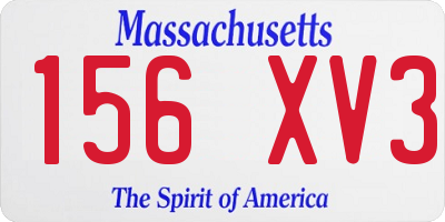 MA license plate 156XV3