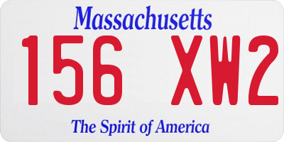 MA license plate 156XW2