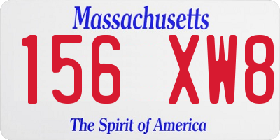 MA license plate 156XW8