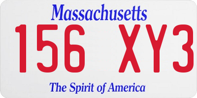 MA license plate 156XY3