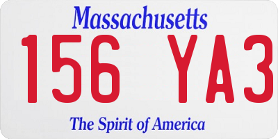 MA license plate 156YA3
