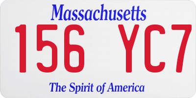 MA license plate 156YC7