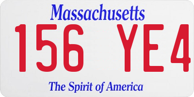 MA license plate 156YE4